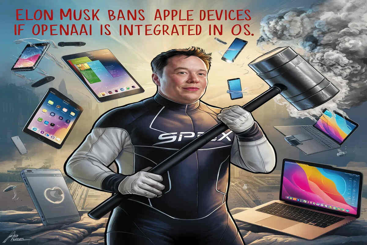 Elon Musk criticizes Apple's decision to integrate OpenAI’s ChatGPT into Siri, citing privacy concerns and threatening to ban Apple devices.